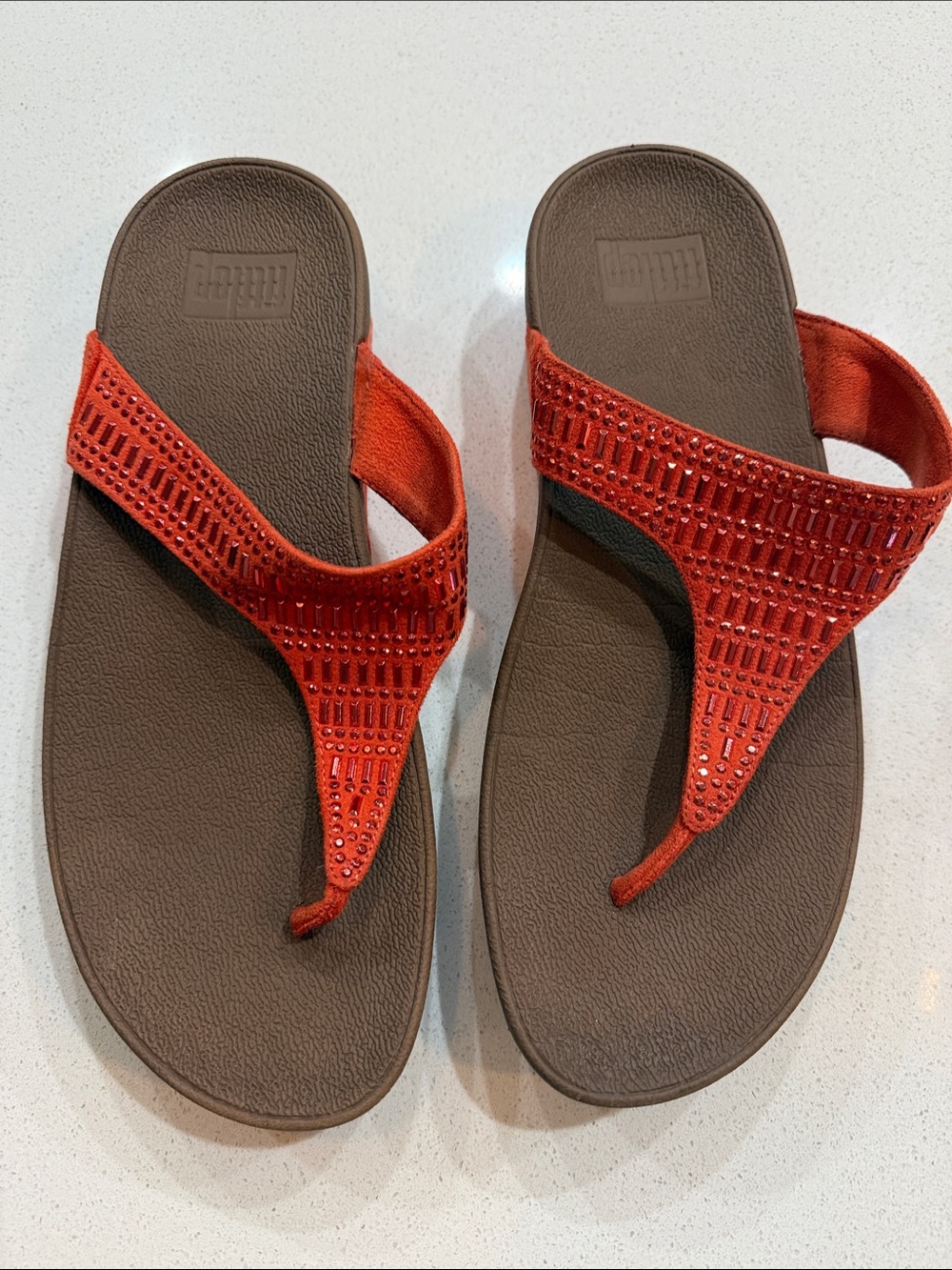 FitFlop Embellished Slide Toe Thong Sandals Size 9